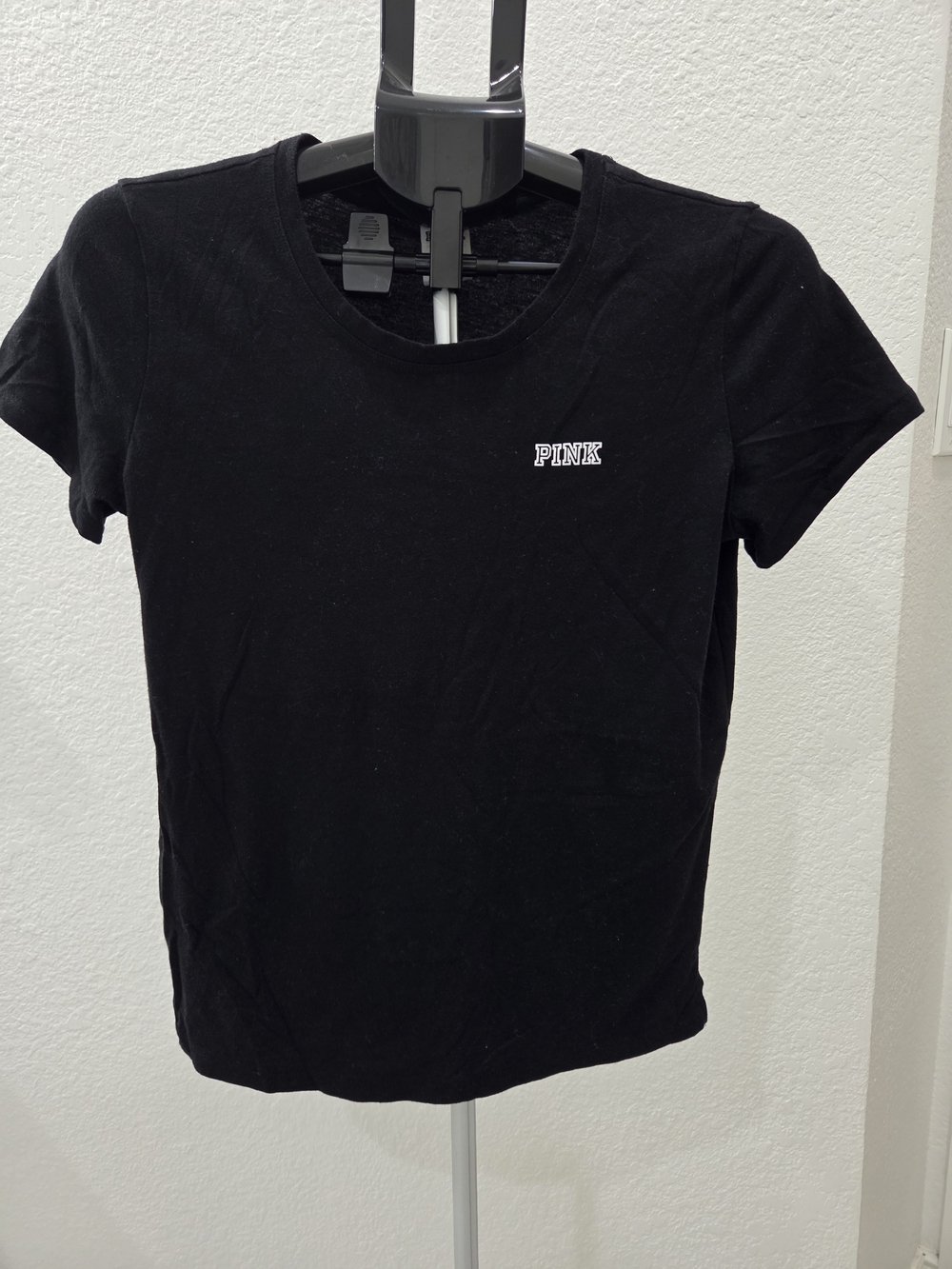 PINK Victoria's Secret Women's Classic Black Crewneck Tee
